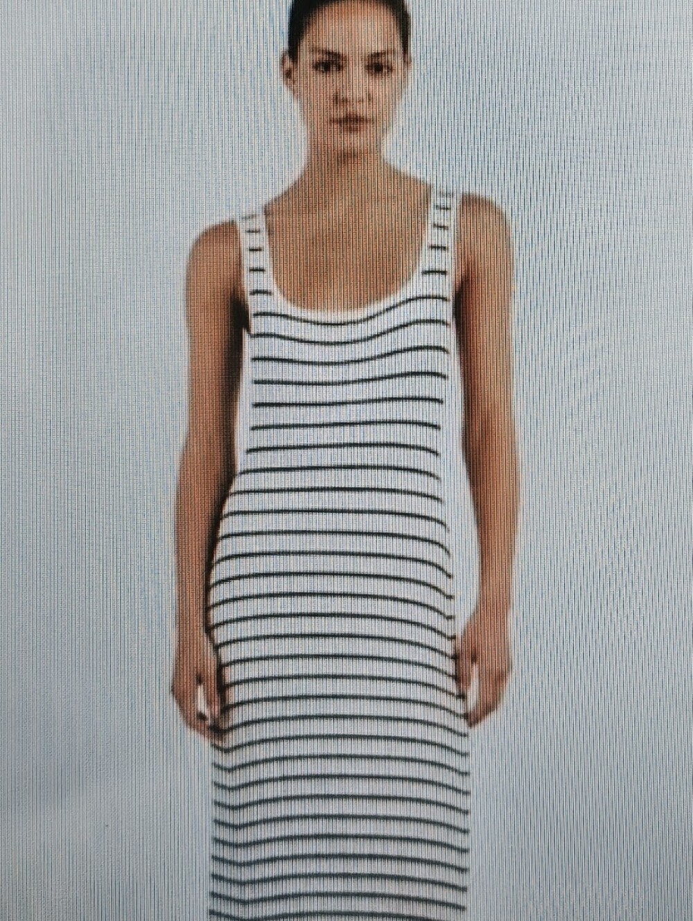 WILDFOX Black & Cream Striped Cotton Tank Long Dress Sz L NWOT